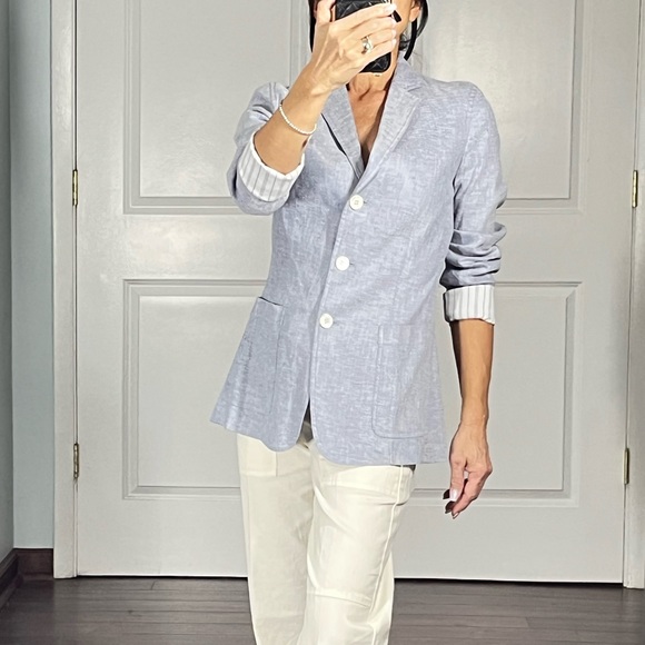 Theory Jackets & Blazers - Theory linen blend chambray jacket size 0